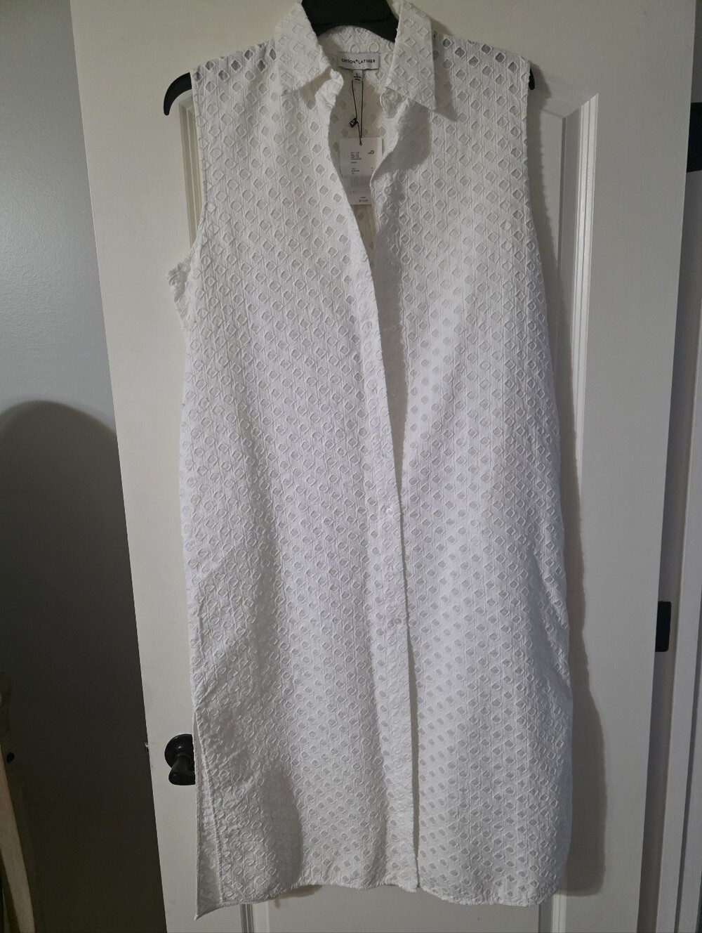 Gibson Latimer White Sleeveless Eyelet Midi Shirt Dress